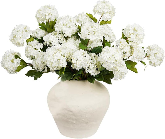 Melorca&Guilla Artificial Flowers for Decoration, 6Pcs 23inch White Hydrangea Fake Flowers,Faux Flowers for Vase,Faux Floral Stems for Wedding Party Kitchen Home Decorations (6, White003)
