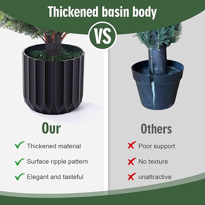 3FT Artificial Topiary Cedar Trees 2 Pack, Lush Thick Greenery UV Rated Artificial Plants for Outdoor Planters Decor, Realistic Fake Trees Indoor Garden