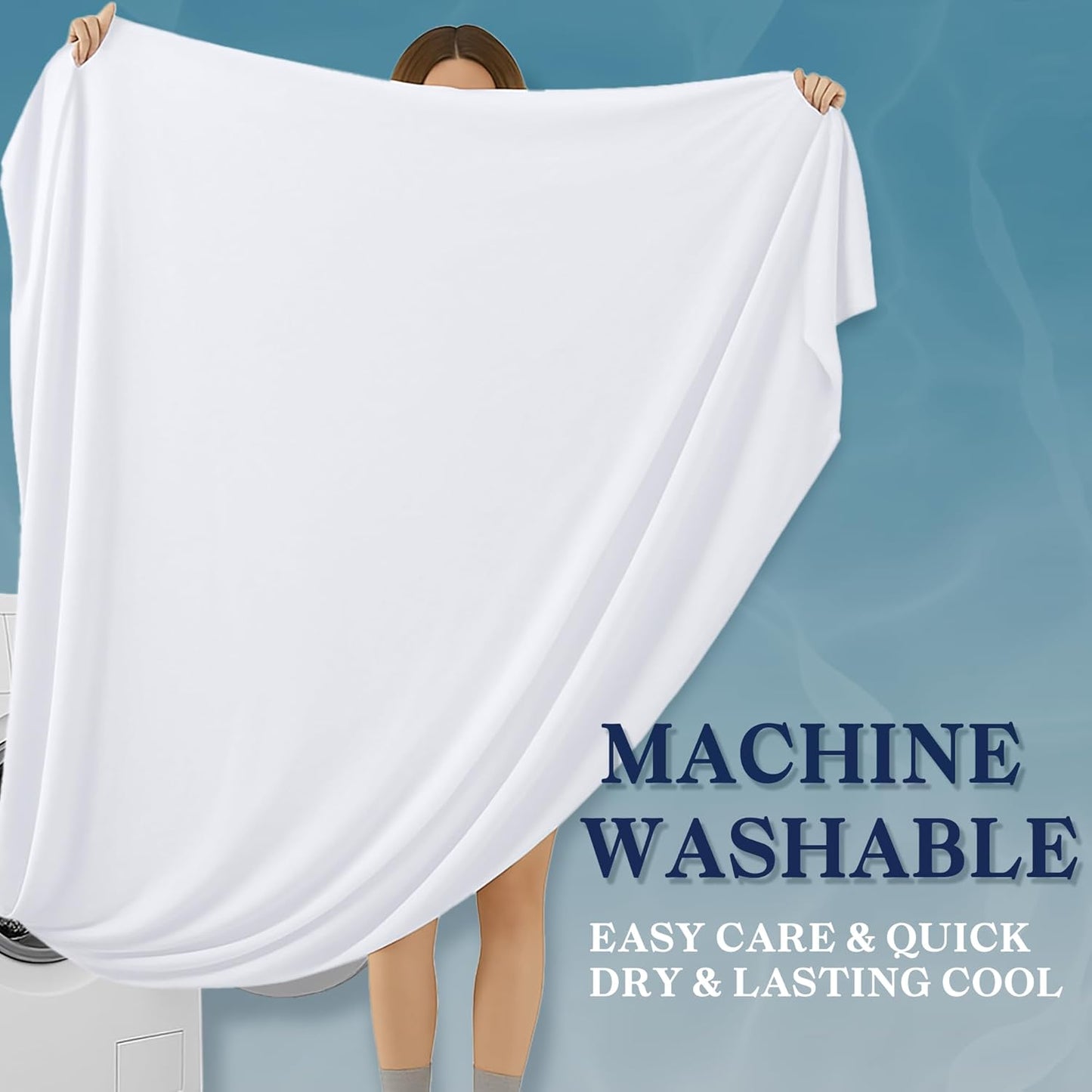 DOWNCOOL Cooling Blanket Queen Size, White Summer Blanket for Hot Sleeper and Night Sweats, Lightweight Soft Q-Max>0.4 Arc-Chill Cool Blanket