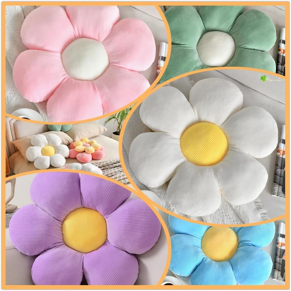 Cute Daisy Plush Throw Pillow - 19.6" Flower Shaped Seating Cushion