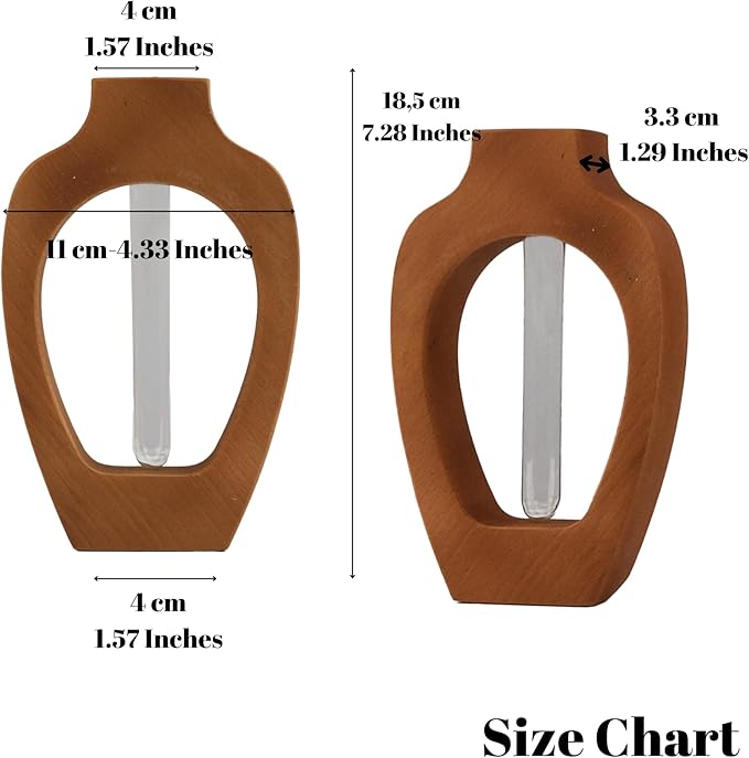 Wood Vase for Flowers Decor | Modern Boho Minimalist Vase Circle with Hole Decorative Vases Home Offices Living Room Table Vase Decorations (Wood-Vase-3)