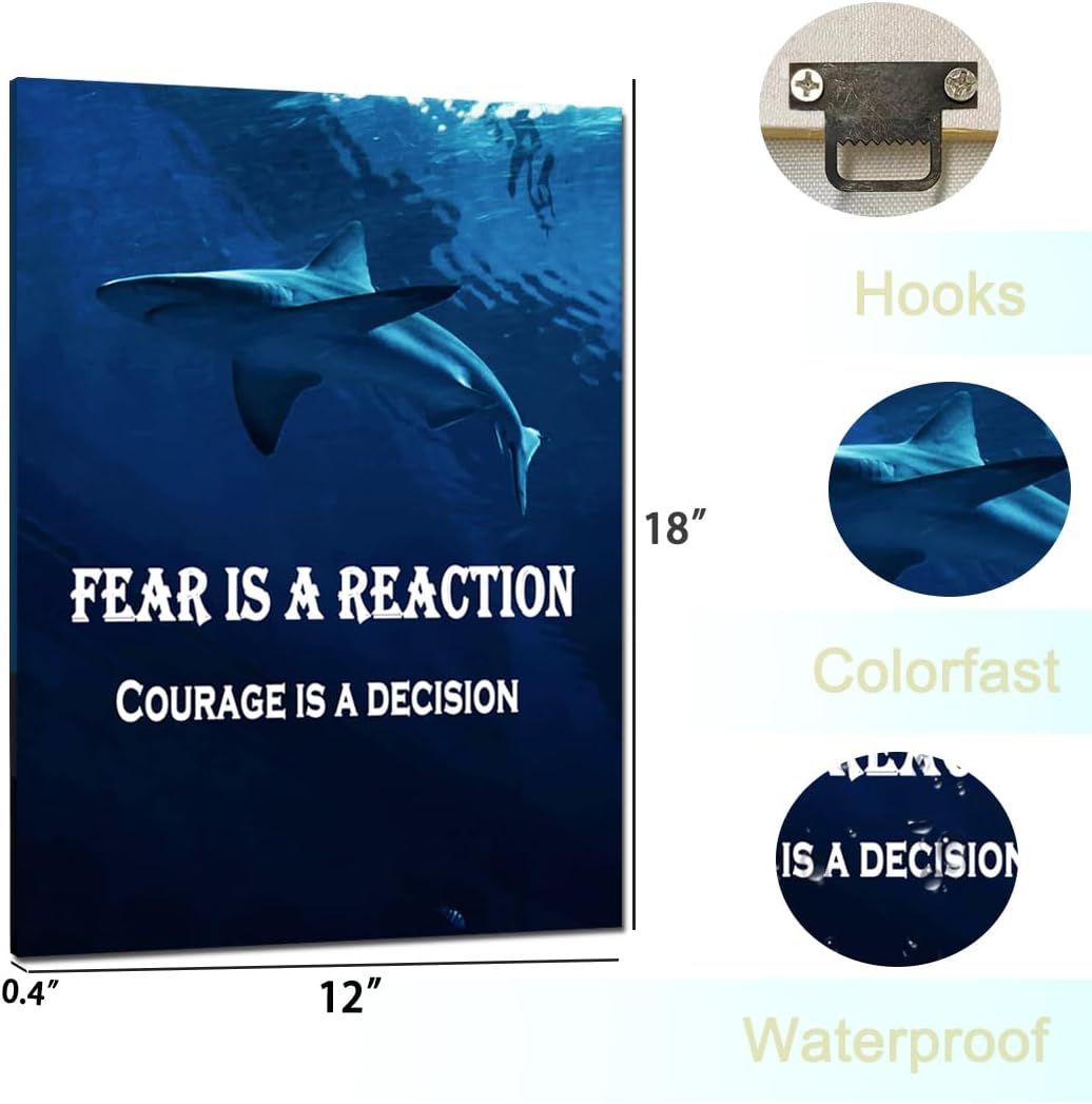 GoForArt Motivational Canvas Wall Art, Famous Quote Inspirational Prints Wall Decor, Shark Poster for Office Living Room, Animals Bedroom Dorm Room Artwork Home Decoration 12x18in