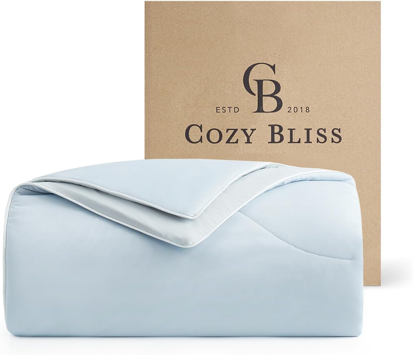 Cozy Bliss Cooling Comforter Queen Size Dual-Sided, Ultra-Soft Cooling Blankets for Hot Sleepers and Night Sweats, Breathable Lightweight Silky Smooth, Cool Blue