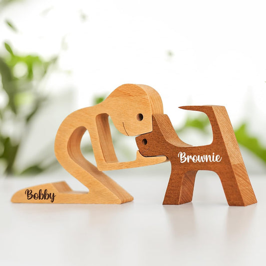 DOPTIKA Personalized Dog Statues Home Decor, Table Decor Wooden Pet Carvings Sculpture, Statue Home Decorations, Wooden Decor, Dog Memory Gifts for Pet Lovers, House Warming Gifts Ideas