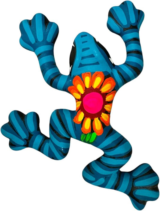 Generic Talavera Frog Guerrero Sculpture Mexican Pottery Folk Art Multicolor Home Decor Handmade Hand Painted Indoor Outdoor Garden 6"" (Multicolor 11)
