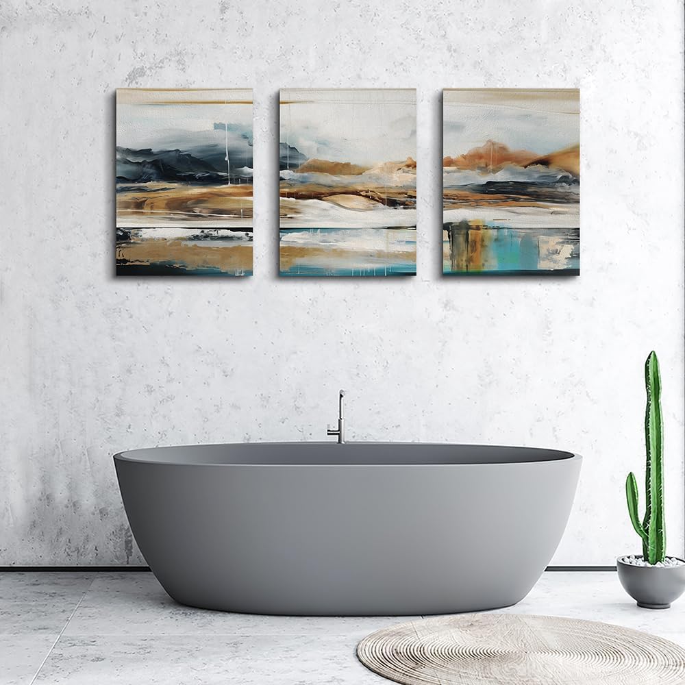 MHARTK66 Framed Canvas Wall Decor For Living Room Modern Bedroom Wall Art Abstract Ink Painting Canvas Prints for Home Decorations Ready to Hang Office Inspiration Posters Pictures Artworks 3 Piece