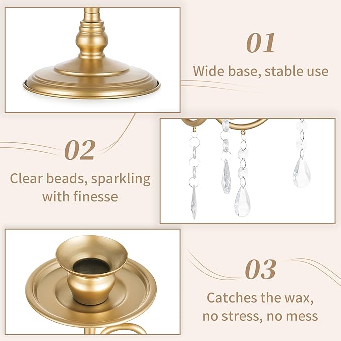 Sziqiqi Wedding Candelabra Table Centerpiece: 5 Arm Candelabras for Candlesticks - Gold Candle Holder Set of 2 for Christmas Engagement Birthday Party Event