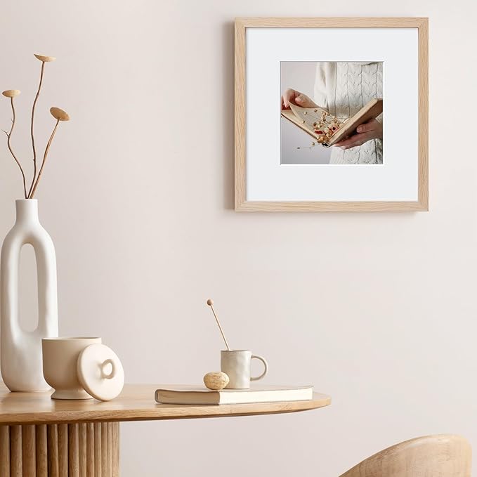 10x10 Oak Wood Picture Frame - Minimalist 10x10 Poster Frame, 10"x10" Frame Wood, Natural Solid Wooden Picture Frames for Wall Art Photo and Prints(3 Pack, Beige)