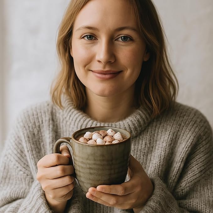 14 oz Coffee Mugs Set of 4, Ceramic Coffee Mugs with Handle – Reactive Glaze Stoneware Coffee Mug Set for Tea, Latte, Cappuccino, Cocoa, Hot Chocolate – Microwave & Dishwasher Safe - Green