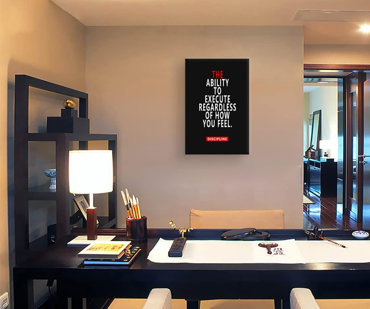 Inspirational Office Wall Art Motivational Canvas Wall Art Discipline Poster Print Wall Decor Entrepreneur Quote Paintings Picture Artwork for Living room Home Decor Ready to Hang[24''W x 36''H]