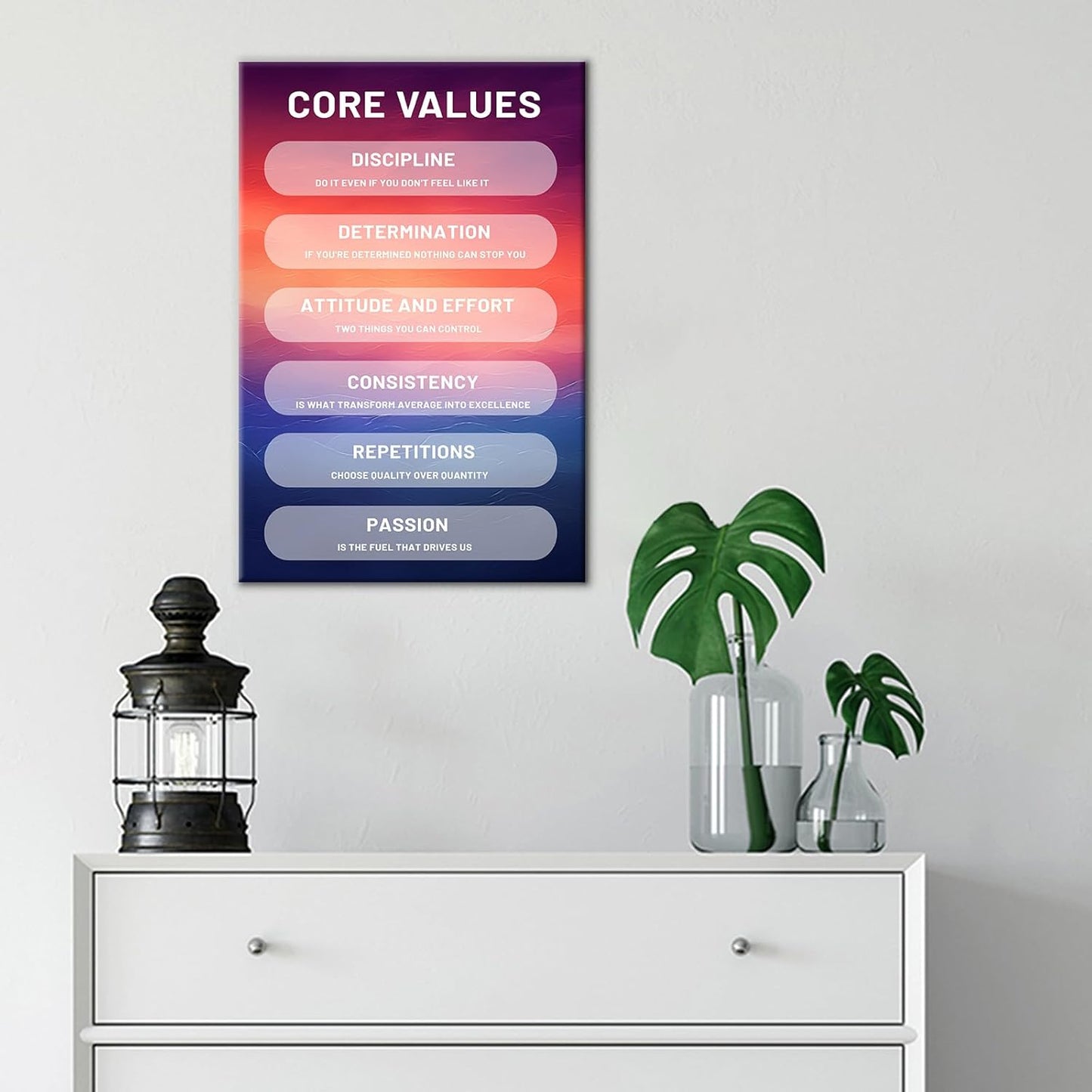 Inspirational Canvas Wall Art Motivational Entrepreneur Quotes Poster Print Positive Core Values Picture Wooden Painting for Bedroom Office Wall Decor Stretched and Framed [12''Wx18''H]