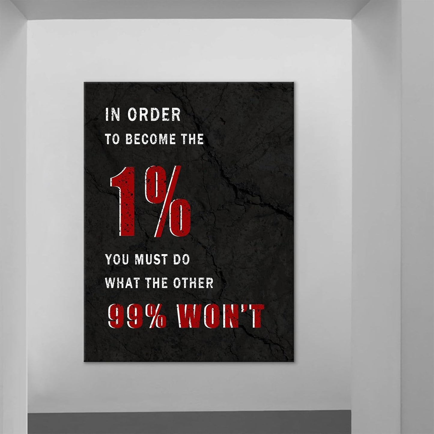 Become The 1% Inspirational Canvas Wall Art Office Decor Painting Poster Motivational Quotes Positive Theme Picture Print Artwork for Living Room Gym Hallway School Stretched and Framed [30''Wx 40''H]