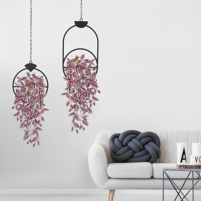 DILATATA Fake Hanging Plants Artificial Hanging Plants 22" Faux Wandering Jew Hanging Leaves Plant for Wall Shelf Home Indoor Outdoor Decor - 5 Pack