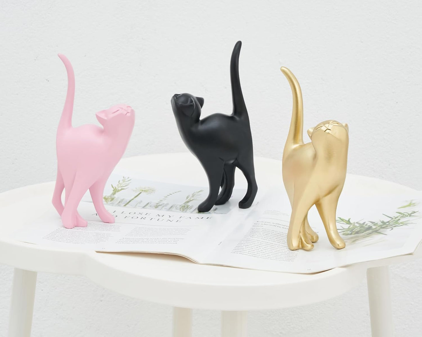 Green Cat Statue Modern Abstract in Multiple Colors, Ideal Indoor Decor & Gift for Cat Lovers, Artistic Home Accents