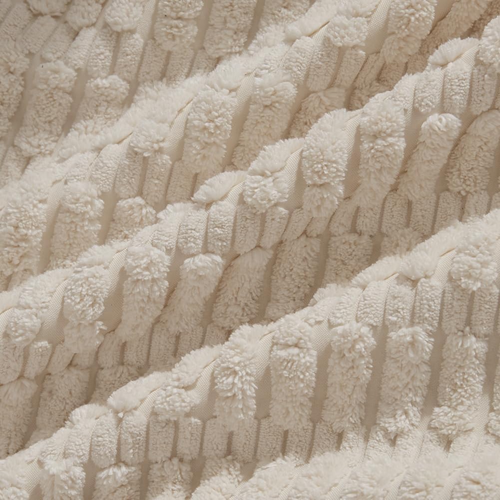 Fancy Homi 4 Packs Boho Cream Decorative Throw Pillow Covers 16x16 Inch for Living Room Couch Bed Sofa, Rustic Modern Farmhouse Home Decor, Soft Plush Corduroy Beige Cute Square Cushion Case 40x40 cm