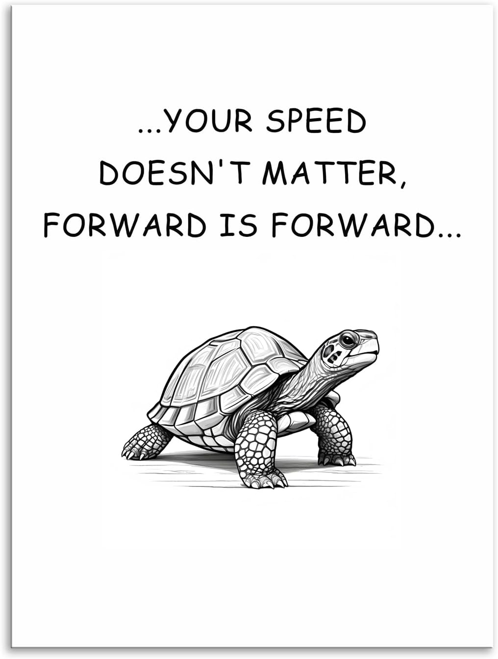 Inspirational Canvas Poster Turtle Quote ‘SPEED DOESN'T MATTER, FORWARD IS FORWARD...’Motivational Wall Art Printed Modern Artwork for Office School Home Decor Framed Ready to Hang[30" W X 40" H]