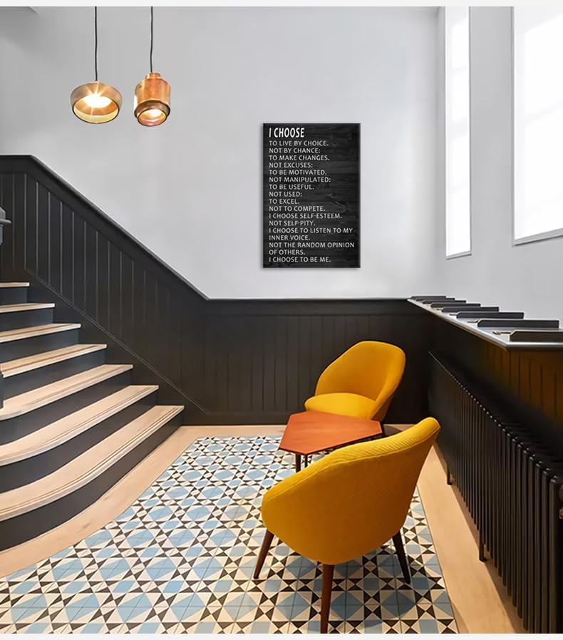 I Choose to Live by Choice Motivational Canvas Wall Art Inspirational Success Poster Quotes Canvas Artwork Picture Print Framed for Home Office Bedroom Living Room Wall Decor[24''W x 36''H]