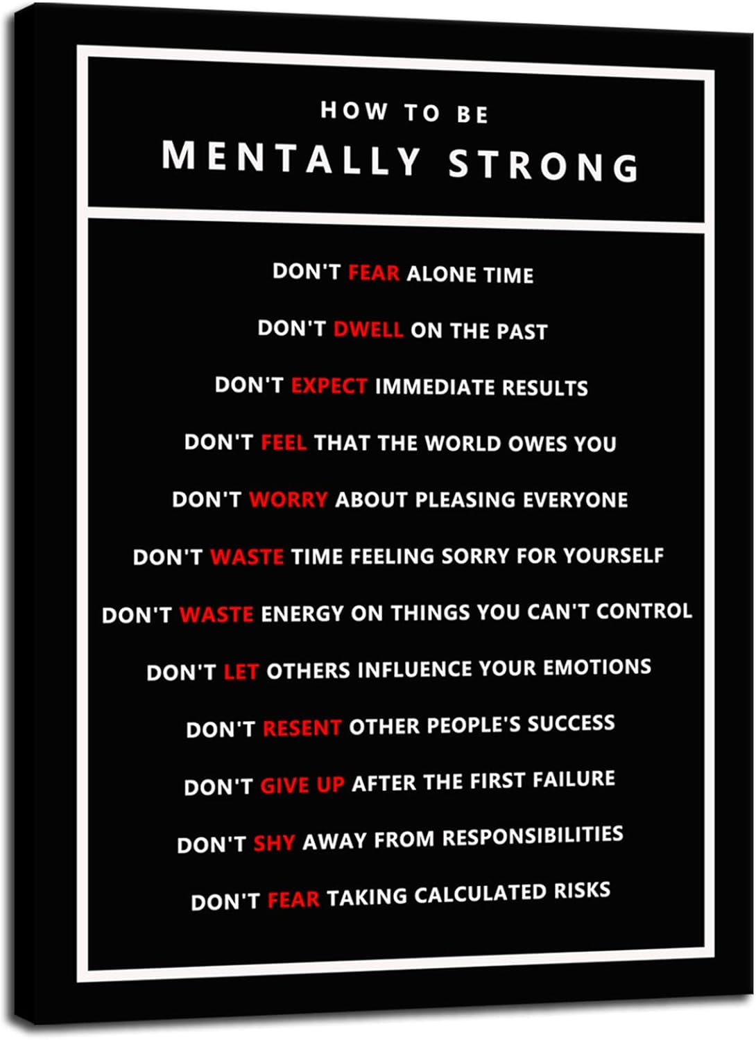 Inspirational Canvas Office Wall Art Motivational Entrepreneur Quotes How To Be Mentally Strong Poster Print Artwork Painting Wall Picture for Living Room Home Office Framed [18" W x 24" H]