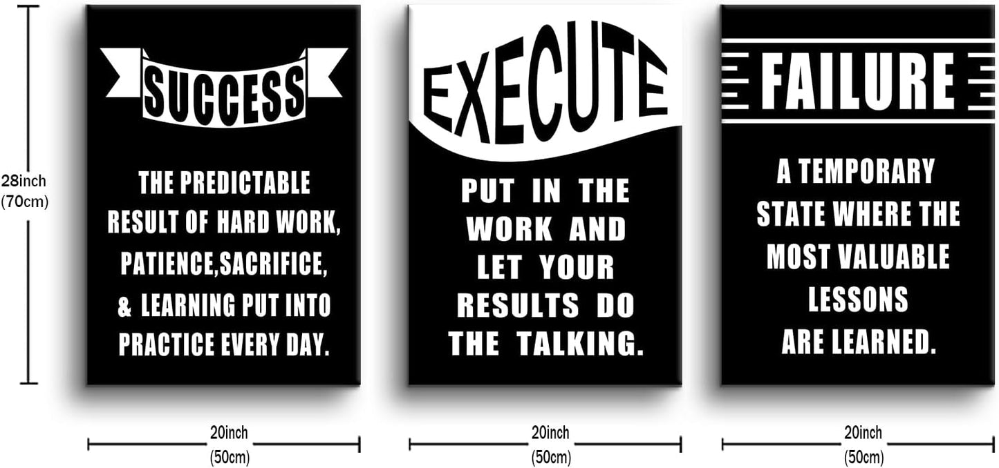 Inspirational Wall Art Successful Entrepreneur Quotes Poster Printing 3 Pieces Always Remind Yourself Posters Print for Living Room Teens Room Gym Workplace Artwork Ready to Hang [60''W x 28''H]
