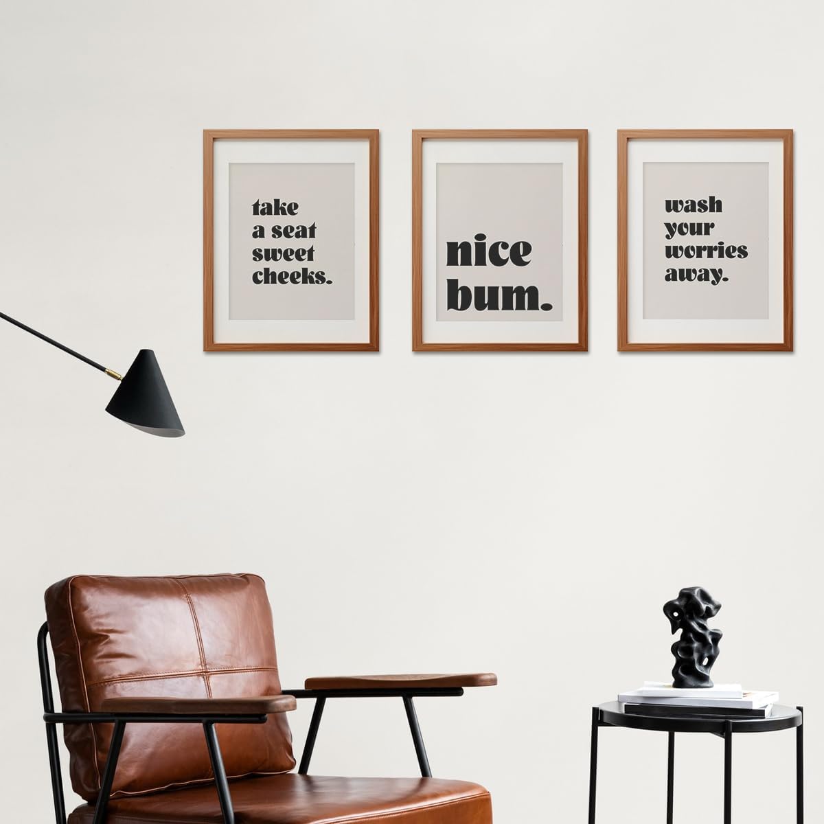 ETVISO Bathroom Wall Decor Set of 3, Minimalist Modern Restroom Wall Decor, Sweet Cheeks Sign, 8x10 (Unframed)