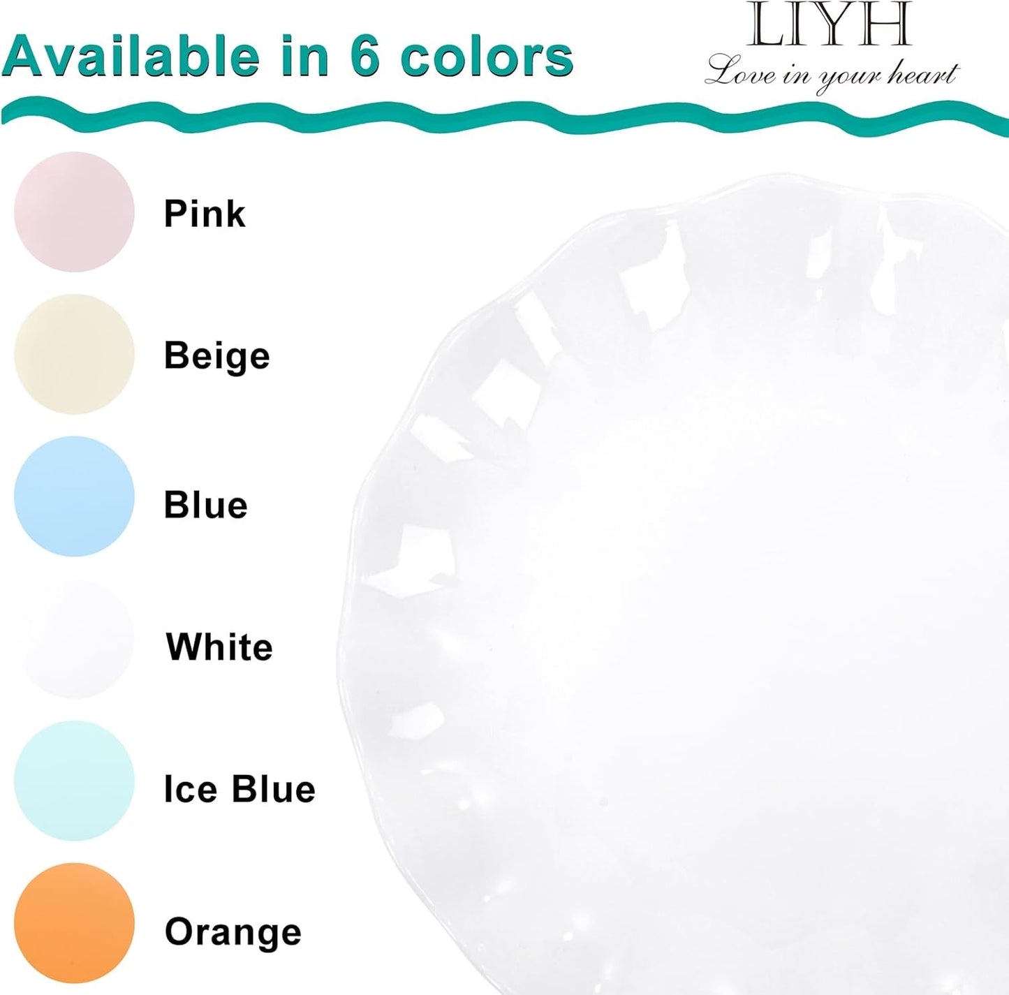 LIYH 20 Pcs 10 Incn White Scalloped Plastic Plates Reusable - Unbreakable Plastic Dinner Plates Camping Outside Plate Dishwasher Safe for Wedding Parties Birthdays Picnics - BPA Free