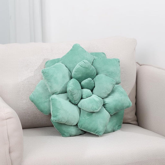 Fleshy Greenery Plush Cushion – Hand-Stitched 3D Flower Throw, Botanical-Shaped Accent for Bedroom, Living Room, and Home Décor 19.68" (50CM)