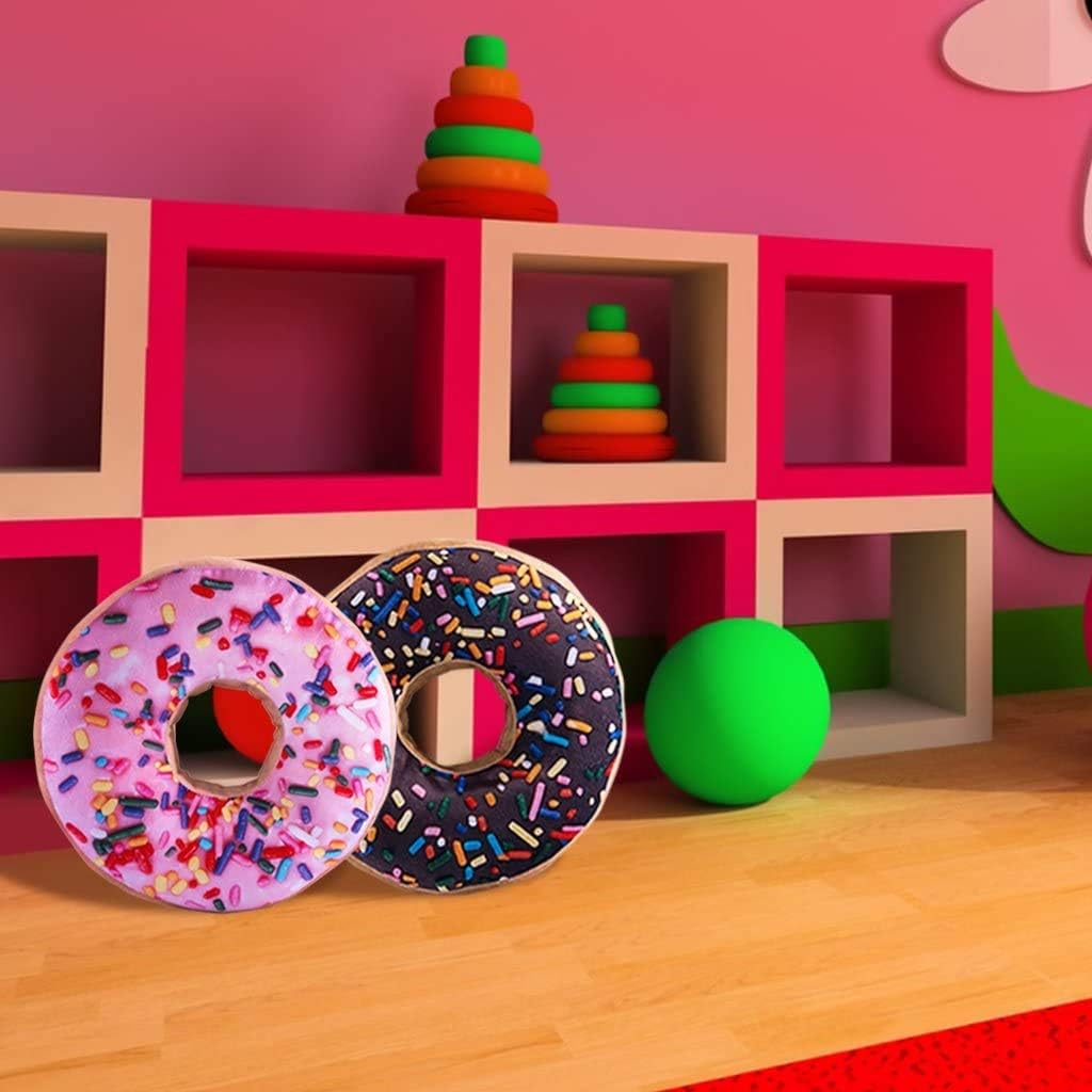 HYSEAS Round Throw Pillow 14 Inch Chocolate Donut, 3D Digital Print Decorative Comfortable Soft Plush Funny Food Shaped Pillow Light Weight Seat Pad Cushion for Couch, Chair, Floor, Sofa