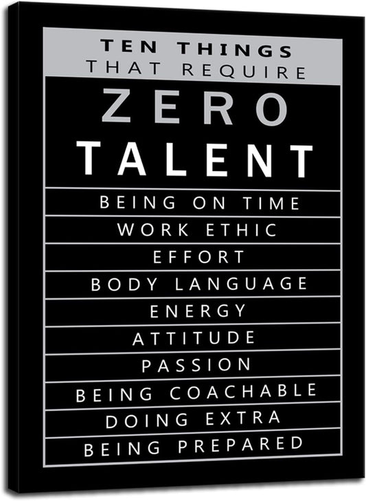 Inspirational Canvas Wall Art Motivational Painting Positive Entrepreneur Quotes Poster Ten Things That Require Zero Talent Print Home Office Wall Decor Artwork Ready to Hang[18"W x 24"H]