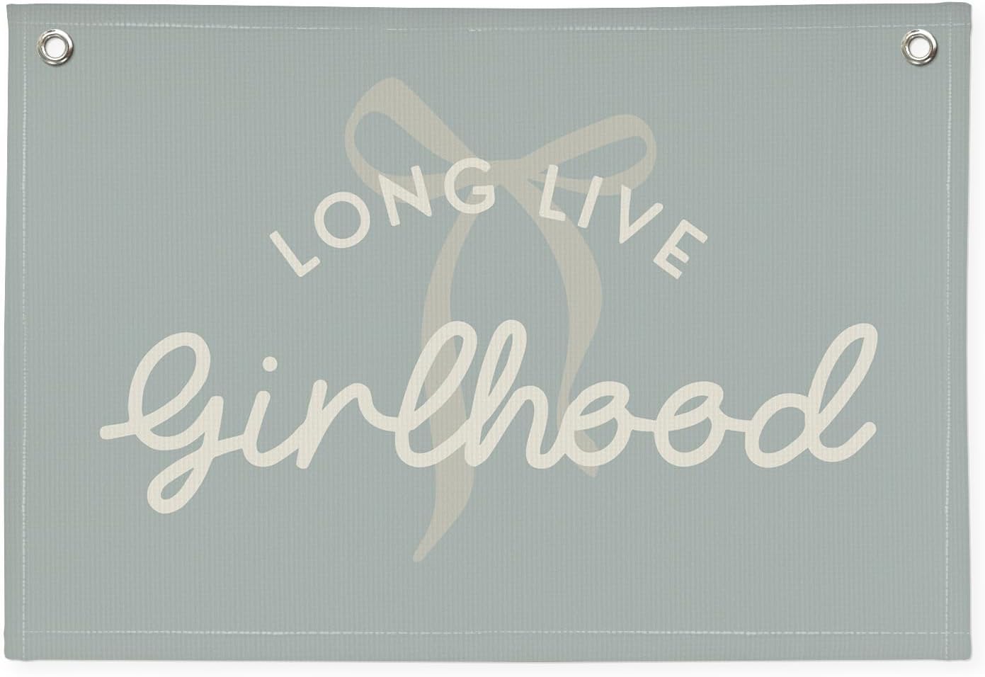 Blue Girls Room Decor, Long Live Girlhood Coquette Bow Cute Nursery Playroom Wall Hanging Linen Banner Flag, Baby Blue Kids,Toddler Bedroom Decorations, Baby Showers Newborn Gift 30x20,girlroom