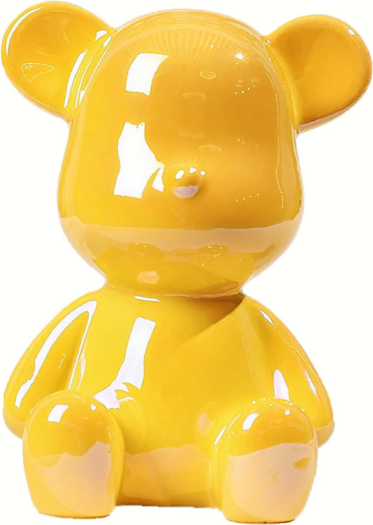 Home Decor Lucky Bear Figurine Tabletop Decor Animal Statue Ornaments Shelf Decorations Small Sculpture for Living Room Bedroom Office Desktop Cabinets