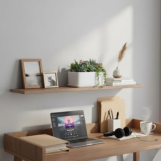 MyGift 10 Inch Modern Unglazed White Ceramic Indoor Plant Pot with Drainage Hole, Rectangular Succulent Planter Window Box with Removable Saucer, 1 Pack