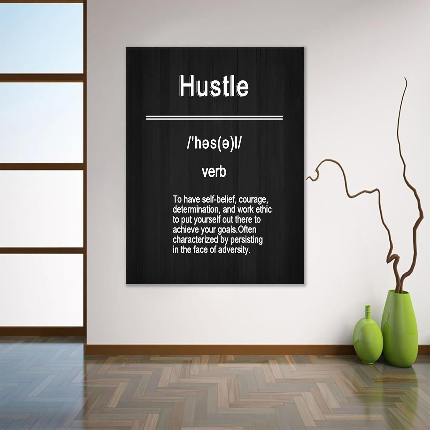 Hustle Motivational Canvas Wall Art Home Decor Entrepreneur Quotes Poster Print Inspirational Theme Picture Painting Artwork for Living Room Workplace Wall Decoration Ready to Hang [30''Wx 40''H]