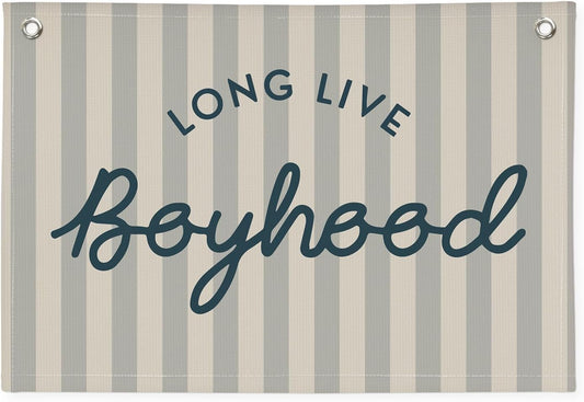 Long Live Boyhood Banner Boy Room Decor, Banner Flag Nursery Playroom Wall Decor for Boys Bedroom Living Room Dorm Toddler Decorations Teen Boy Room Kid Banners Wall Hanging Linen Flag30x20
