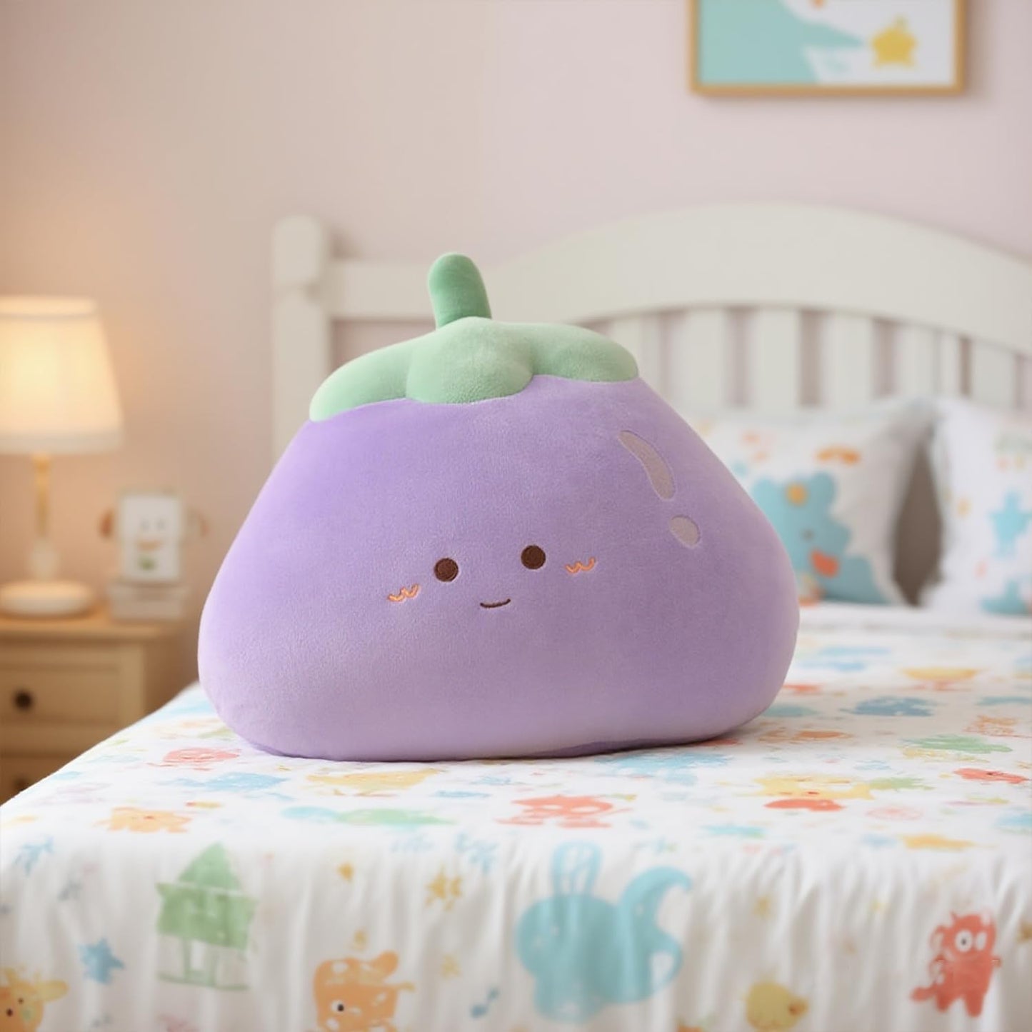 Eggplant Throw Pillows Decorative Cute Soft Vegetable Hugging Pillow Stuffed Food Soft Plush Cushion Décor for Birthdays Gifts Home Decor (Purple)