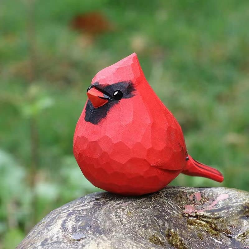 Handcrafted Red Cardinal Figurine – Small Wooden Christmas Red Bird Statue Decor for Shelf, Desk, or Mantel – Eco-Friendly for Women & Collectors