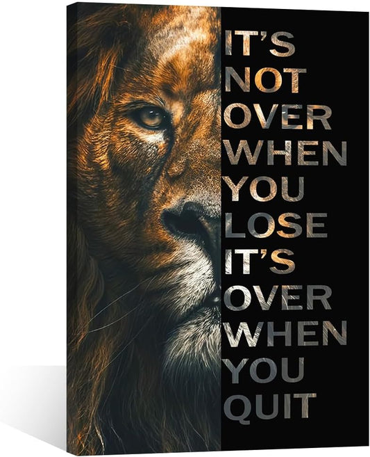 GoForArt Inspirational Canvas Wall Art, Motivational Animal Success Words Motto Office Bedroom Poster Print, Modern Lion Positive Dorm Room Wall Decor 18x24in