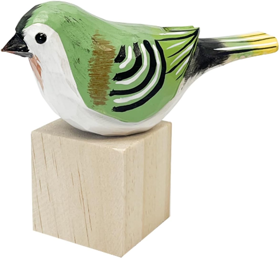 Hand Carved Bird Figurines, Hand-Painted Sculpted Wooden Birds, Wood Bird Sculptures for Home Decoration, Hand Crafted Life Like Bird Statues, Ideal Gifts for Bird Lovers (Jamaican Tody)