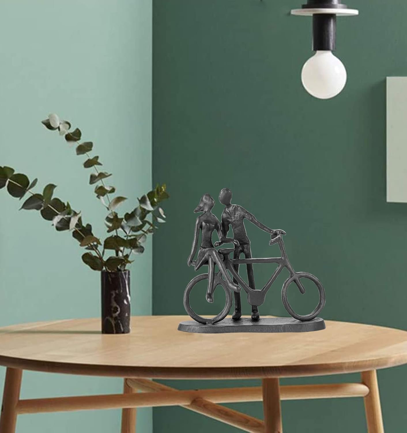 Bike Couple Figurine Statue - Art Metal Sculpture Decor Anniversary - Romantic Gift for Wedding and Anniversary - for Him,Her and Bicycle Lovers, Metal Ornament Couple Statues for Home Decor