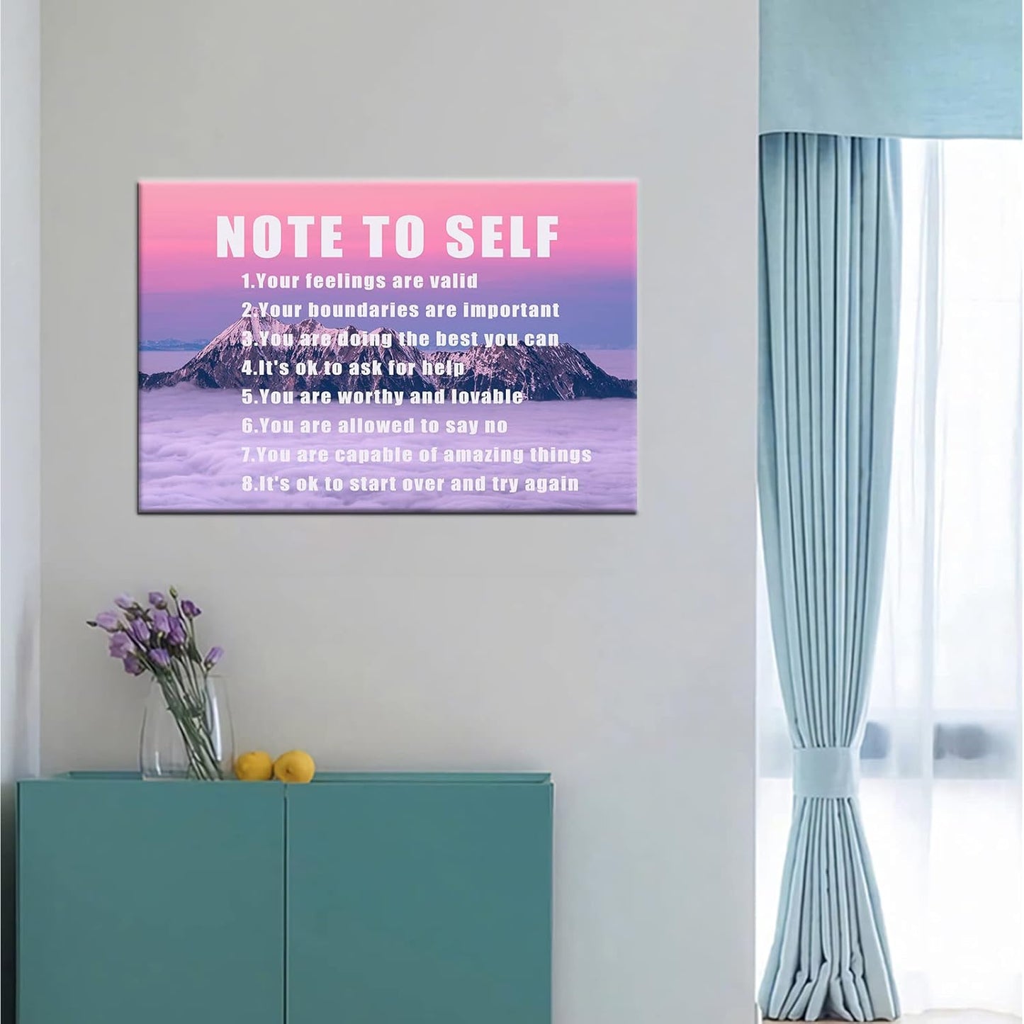Inspirational Quotes Poster Wall Art Quotes Note To Self Picture Painting Print for Office Motivational Canvas Framed Artwork for Modern Home Bathroom Bedroom Decor [12''W X 18''H]