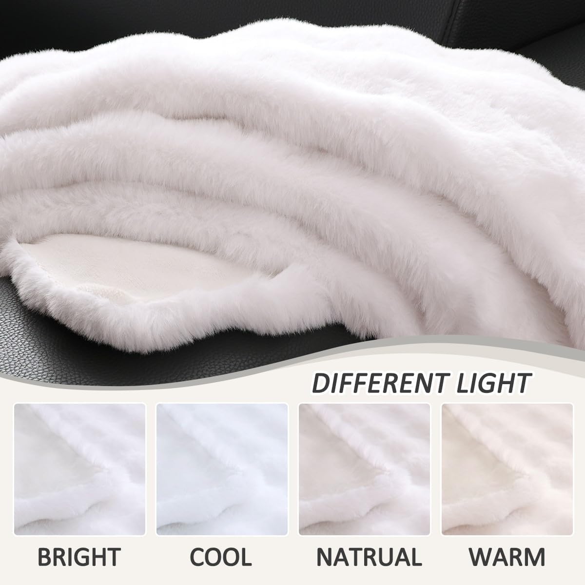 Faux Fur Throw Blanket White 90x108 Bed Couch