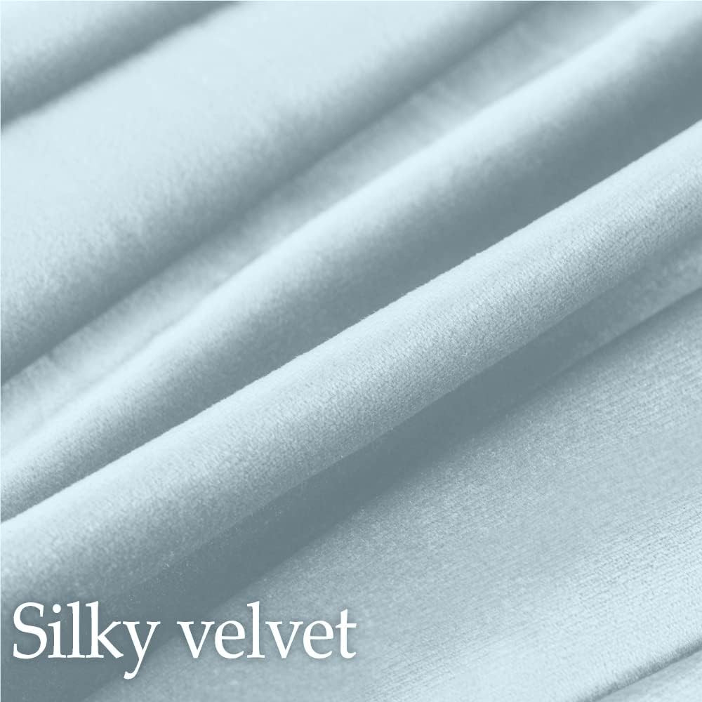 lalaLOOM Velvet Throw Pillow Covers, Set of 2, 24x24 Decorative Square Pillows Home Decor, Soft Accent Cases, Silky Machine Washable Pillowcases for Sofa, Couch, Bedroom, Living Room, Light Blue