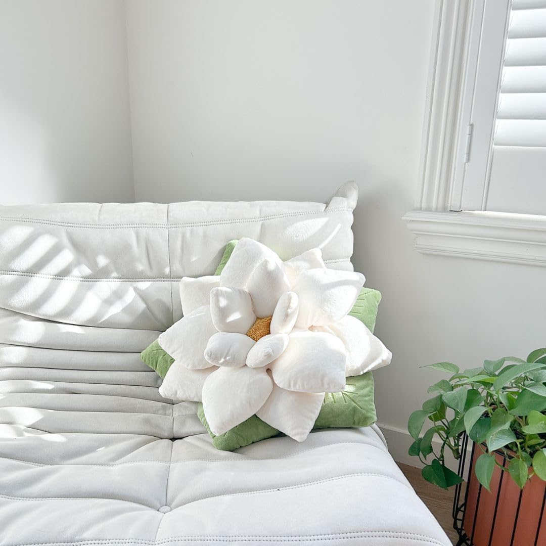 Green Philosophy Co. Poinsettia Pillow - Marshmallow White