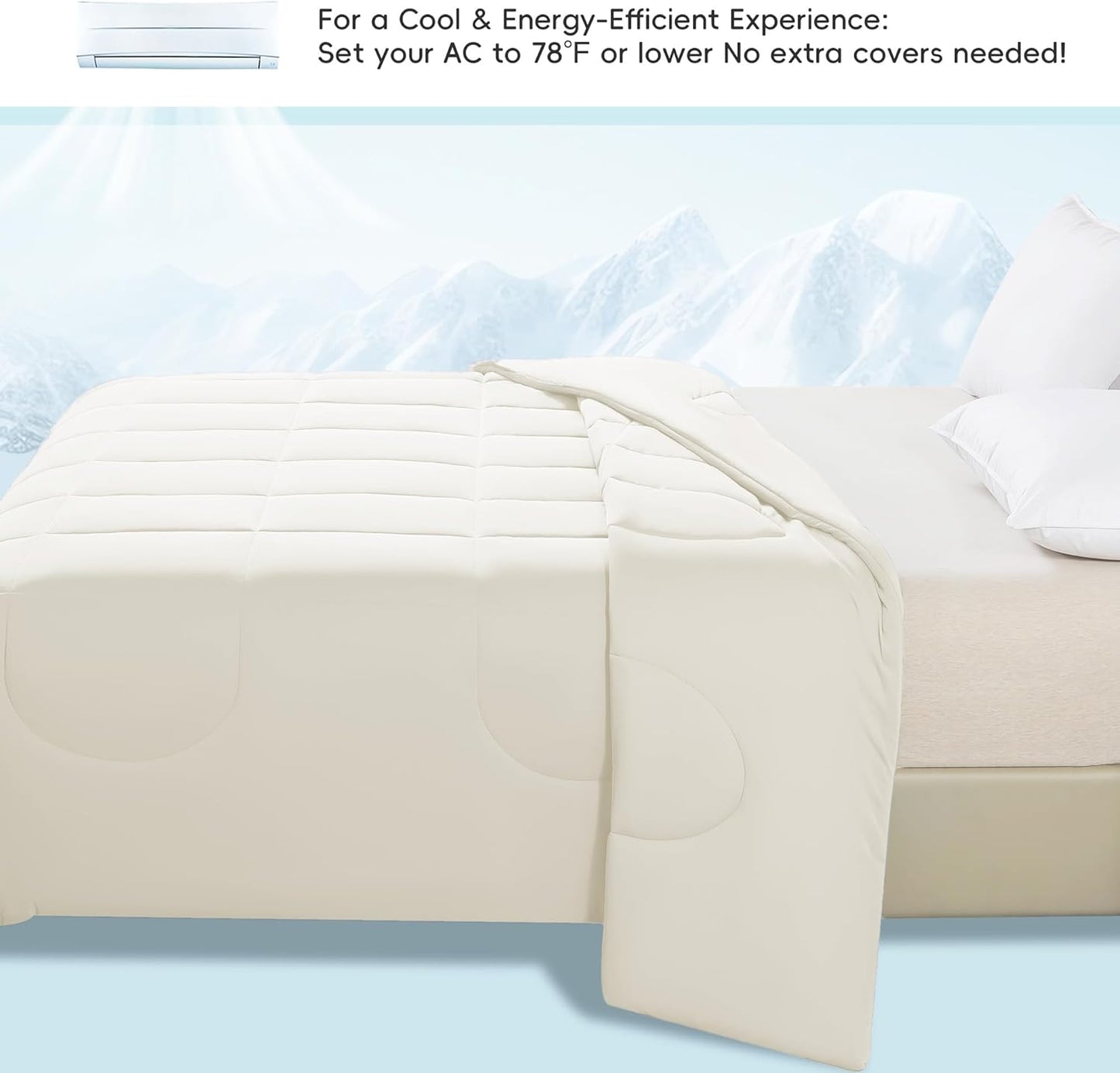 Cooling Comforter Full/Queen Size, All Season Blanket for Hot Sleepers, Lightweight Comforter for Night Sweats, Double-Sided Cooling Bedding for Bed, Sofa, Office, Camping (Beige,90"*90")