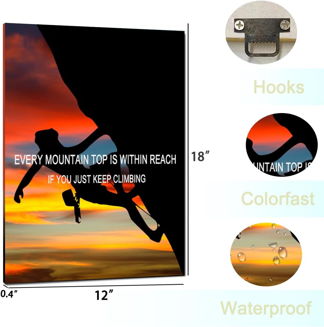 GoForArt Mountain Motivational Canvas Wall Art, Famous Quote Prints Wall Decor, Positive Inspirational Poster for Office Living Room, Bedroom Dining Room Artwork Home Decoration 12x18in