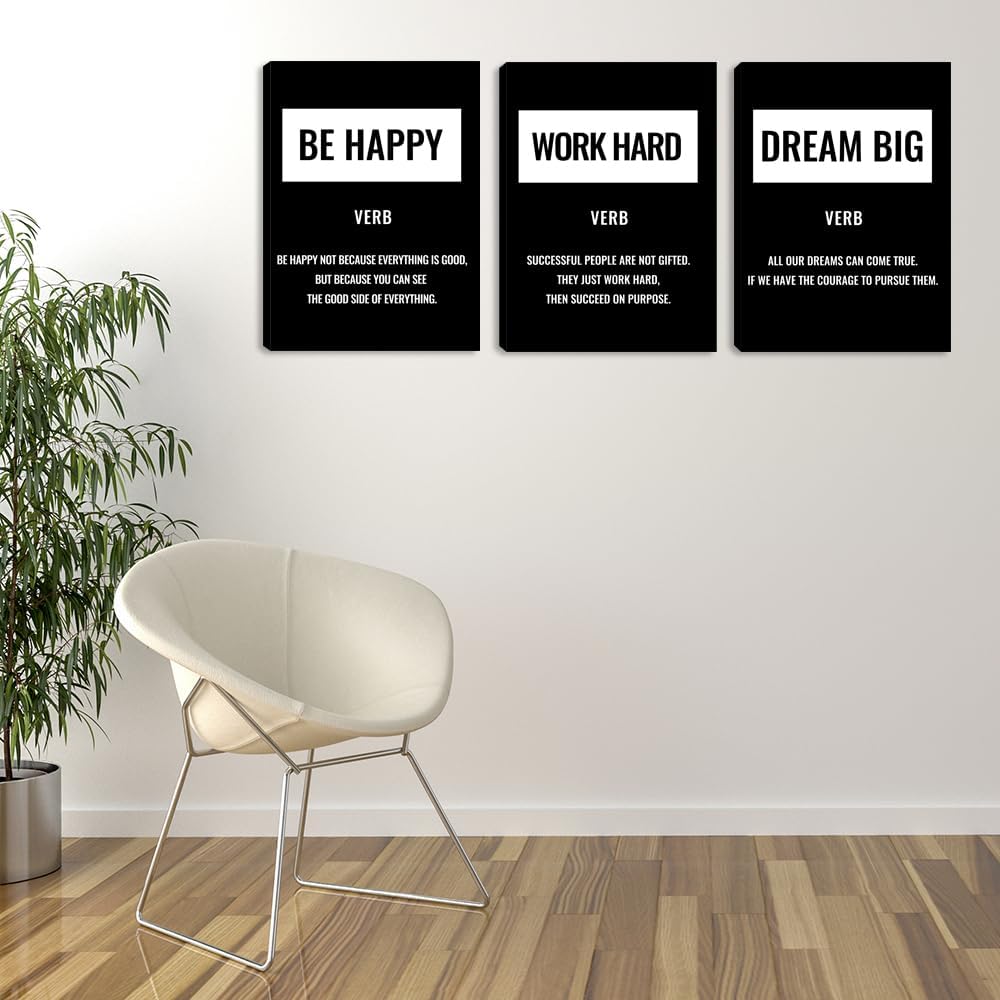 Large Office Wall Decor Inspirational Positive Canvas Wall Art Poster Inspiring Quote Picture Painting Framed Artwork Prints Motivational Poster Wall Art Decor for Living Room Bedroom (72"Wx36"H)