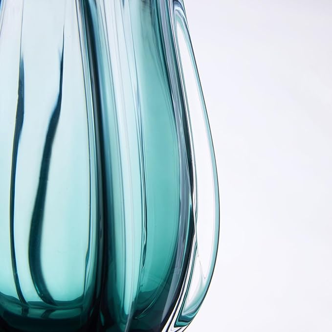 Luxury Lane Hand Blown Laine Sommerso Art Glass Vase for Home Decor 10 inch Tall Centerpiece Table Decoration