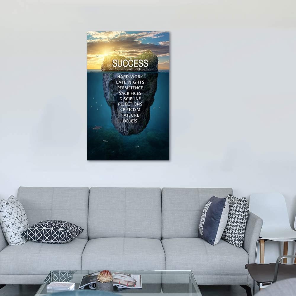 Inspirational Wall Art Success Island Pictures Inspiration Motivation Inspire Entrepreneur Quotes Canvas Painting Prints Artwork Home Decor for Living Room Office Framed Ready to Hang (28"Wx44"H)