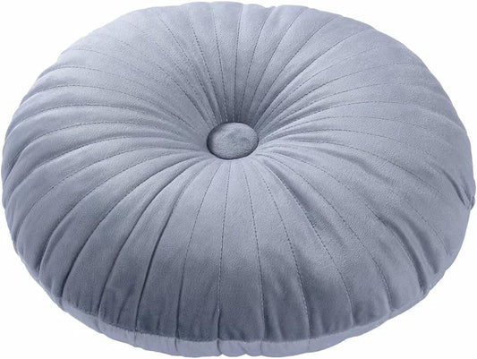 HLOVME Round Pillow Cushion for Couch Velvet Decorative Small Throw Pillow Solid Color for Living Room Bed Floor 13.7”, Gray