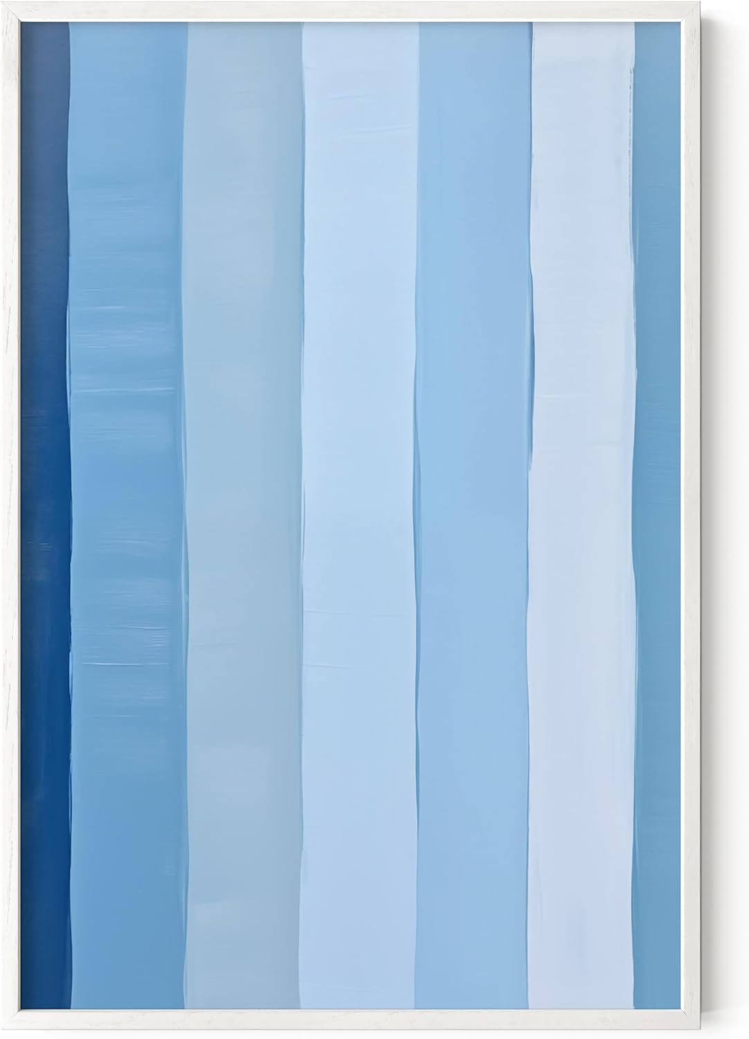 HAUS AND HUES Modern Abstract Wall Art - Blue and Green Living Room Art, Modern Artwork for Walls, Minimalist Picture for Living Room(Painted Stripes, White Frame, 24x36)