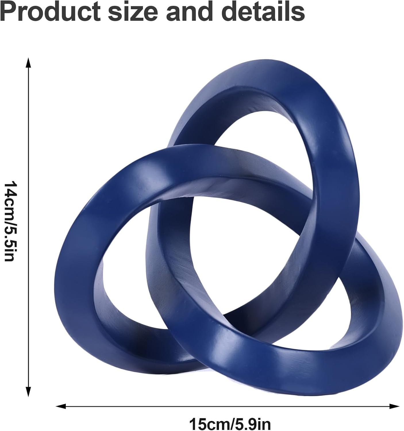 Knot Geometric Sculpture Decor,Mid Century Modern Abstract Figurines,Home Decor Statue,Bookcase Decor,Decorative Accents for Living Room, Coffee Table, Office Desktop, Shelf (Blue)